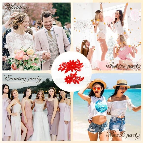 🆕Women Red Garters Bride Wedding Garter Thigh Wedding Garter Set for Brid - Picture 6 of 6